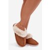 Dámske papuče s kožušinou camel delissa / MD9663-8 CAMEL (Veľkosť 36)