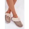 Dámske papuče s kožušinou khaki carisse / WIS255223-0 KHAKI (Veľkosť 36.5)