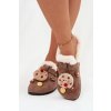 Dámske papuče s ozdobami a remienkom zateplené kožušinou hnedé thalora / WCT255273-13 BROWN (Veľkosť 36)