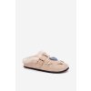 Dámske papuče s ozdobami a sponou zateplené kožušinou béžove thalora / WCT255273-7 BEIGE (Veľkosť 36)