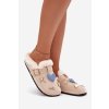 Dámske papuče s ozdobami a sponou zateplené kožušinou béžove thalora / WCT255273-7 BEIGE (Veľkosť 36)
