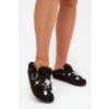 Dámske papuče s ozdobami a sponou zateplené kožušinou čierne thalora / WCT255273-1 BLACK (Veľkosť 36)