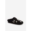 Dámske papuče s ozdobami a sponou zateplené kožušinou čierne thalora / WCT255273-1 BLACK (Veľkosť 36)