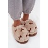 Kožešinové dámské papuče s mašličkami béžové Saviera (Veľkosť 36.5)