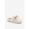 Kožušinové bačkory s mašľou ecru minella / WPW255171-0 BEIGE (Veľkosť 36.5)