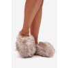 Kožušinové Dámske papuče béžove iseline / 5280 KHAKI (Veľkosť 36)