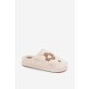 Kožušinové papuče s kvetmi béžove selinne / WPW255172-0 BEIGE (Veľkosť 36.5)