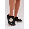 Kožušinové papuče s kvetmi čierne selinne / WPW255172-0 BLACK (Veľkosť 36.5)