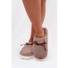 Kožušinové papuče s mašľou khaki minella / WPW255171-0 KHAKI (Veľkosť 36.5)