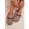 Kožušinové papuče s mašľou khaki minella / WPW255171-0 KHAKI (Veľkosť 36.5)