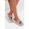 Kožušinové papuče se srdíčky béžove amandra / WPW255169-0 KHAKI (Veľkosť 36.5)