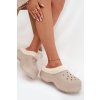 Penové Dámske papuče s teplou kožušinou khaki palvine / WEW255255-0 KHAKI (Veľkosť 36.5)