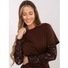 Dámska blúzka s čipkou hnedá MI-BZ-4227.61 (Farba Hnedá, Veľkosť ONE SIZE)
