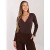 Dámska blúzka s dlhým rukávom tmavo-hnedá RV-BZ-A1045.99 (Farba Tmavo-hnedá, Veľkosť S/M)