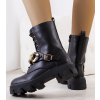 Čierna botki s reťazou Laboy 9008 BLACK (Veľkosť 38)