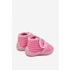 Detské papuče na suchý zips s pruhy ružové lavelle / KFW255112-0 FUCHSIA (Veľkosť 18)