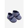 Detské papuče na suchý zips pruhované tmavo modré lavelle / KFW255112-0 NAVY (Veľkosť 18)