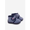 Detské papuče na suchý zips pruhované tmavo modré lavelle / KFW255112-0 NAVY (Veľkosť 18)