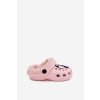 Penové Detské přezůvky zateplené s kožušinou s připínáky ružové cerelle / PP7589 L.PINK (Veľkosť 24)