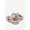 Penové Detské papuče s vypolstrovaným kožúškom a přezkami khaki cerelle / PP7589 KHAKI (Veľkosť 25)