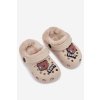 Penové Detské papuče s vypolstrovaným kožúškom a přezkami khaki cerelle / PP7589 KHAKI (Veľkosť 24)