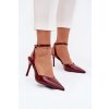 Lakované lodičky s odkrytou pätou bordové laretta / LE149P WINE (Veľkosť 37)