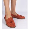 Oranžové dámske mokasíny z ekosemišu s strapcami Marimel GQ8-014 ORANGE 38 - GM (Veľkosť 39)