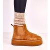 Hnedé nízke dámske snehule s elastickou vsadkou Nancey B2107 CAMEL (Veľkosť 38)