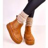 Hnedé nízke dámske snehule s elastickou vsadkou Nancey B2107 CAMEL (Veľkosť 38)