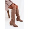 z eko semišu čižmy kovbojky Dámske na podpätku béžove jenaya / 1139 KHAKI (Veľkosť 36)
