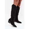 z eko semišu čižmy Dámske na podpätku čierne jenaya / 1139 BLACK (Veľkosť 36)
