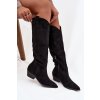 z eko semišu čižmy Dámske na podpätku čierne jenaya / 1139 BLACK (Veľkosť 36)