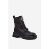 Boty Pracovní S Bižuterní Dekorací Zateplené Eko Kožené Černé Miryssa (Veľkosť 36)