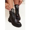 Boty Pracovní S Bižuterní Dekorací Zateplené Eko Kožené Černé Miryssa (Veľkosť 36)