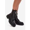 Boty Pracovní S Bižuterní Dekorací Zateplené Eko Kožené Černé Miryssa (Veľkosť 36)