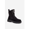 Boty Pracovní S Bižuterními Doplňky Zateplené z eko semišuové Černé Miryssa (Veľkosť 36)