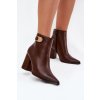 Dámské boty na podpatku se zlatým detailem čokoládové Tharina (Veľkosť 36)