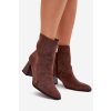 Dámské Boty Z z eko semišue Na Podpatku Se Zipem Hnědé Zelita (Veľkosť 40)