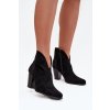 Dámské kotníčkové boty na podpatku z z eko semišue černé Elvirae (Veľkosť 37)