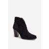 Dámské kotníčkové boty na podpatku z z eko semišue černé Elvirae (Veľkosť 37)