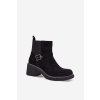 Dámské kotníkové boty na klocku s přezkou černé Nymera (Veľkosť 36)