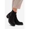 Dámské kotníkové boty na klocku s přezkou černé Nymera (Veľkosť 36)