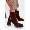 Dámské kotníkové boty z přírodního semiše na podpatku vyhřáté Vinceza 91141 hnědé (Veľkosť 37)