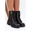 Dámské workery kotníkové boty na klínku zateplené s písmenem F černé Lurina (Veľkosť 36)