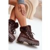 Dámské šněrovací boty s kožíškem tmavě hnědé Vaminia (Veľkosť 36)