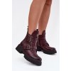 Kožené zateplené dámské boty s přezkami a ozdobným detailem Zazoo 60482 bordó (Veľkosť 36)