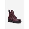 Kožené zateplené dámské boty s přezkami a ozdobným detailem Zazoo 60482 bordó (Veľkosť 36)