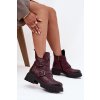 Kožené zateplené dámské boty s přezkami a ozdobným detailem Zazoo 60482 bordó (Veľkosť 36)