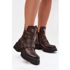 Kožené zateplené dámské boty s přezkami a ozdobným detailem Zazoo 60482 čokoládové (Veľkosť 36)