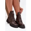 Kožené zateplené dámské boty s přezkami a ozdobným detailem Zazoo 60482 čokoládové (Veľkosť 36)
